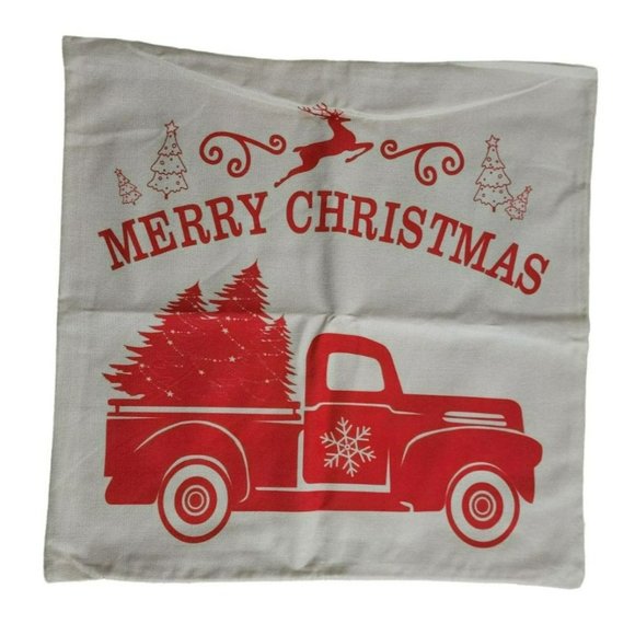 Set Of 4 Home Decoration Red White Holiday Christmas Pillowcases, 22.25" W X 22" - Picture 4 of 13